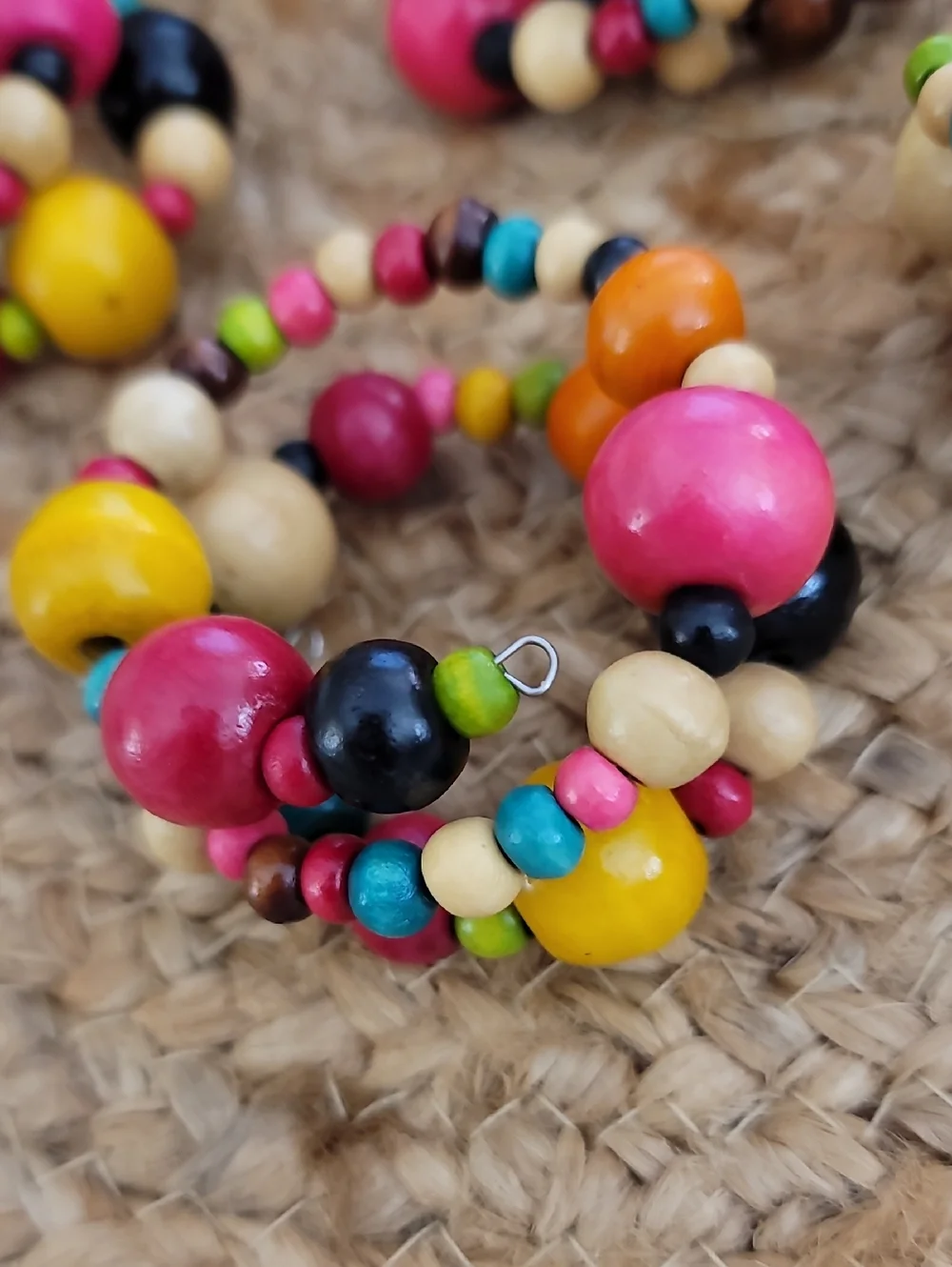 Pier 1 Set of 12 Colorful Wood Bead Napkin Rings